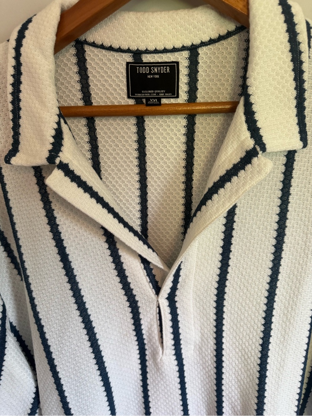 Todd Snyder White striped boucle knit Polo new without tags size XXL - Picture 7 of 11